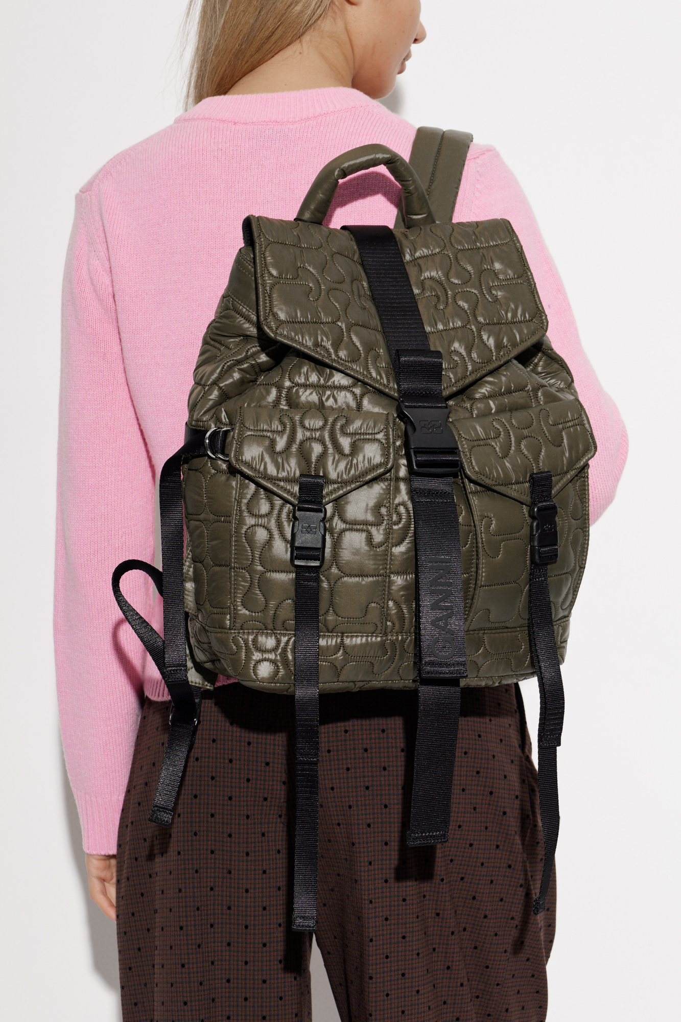 Green Quilted backpack Ganni - Vitkac GB